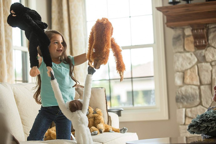 Wild Republic 51 cm Hanging Monkey Chimp Mama with Baby Plush, Chimpanzee