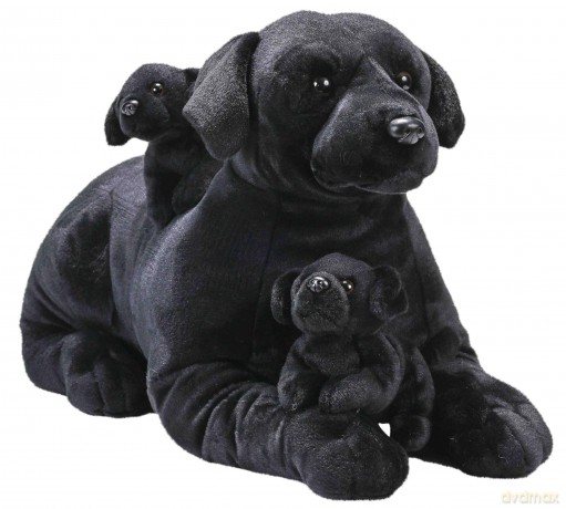 Wild Republic Cuddlekins Jumbo Mom and Puppies Black Labrador, Stuffed Animal, 30 Inches, Plush Toy, Fill is Spun Recycled Water Bottles