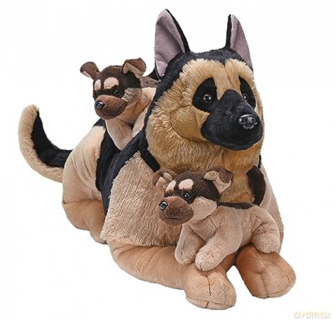 Wild Republic Cuddlekins Jumbo Mom and Puppies German Shepherd, Stuffed Animal, 30 Inches, Plush Toy, Fill is Spun Recycled Water Bottles