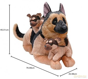 Wild Republic Cuddlekins Jumbo Mom and Puppies German Shepherd, Stuffed Animal, 30 Inches, Plush Toy, Fill is Spun Recycled Water Bottles