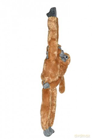 Wild Republic Europe 51 cm Hanging Monkey Common Langur Mama with Baby Plush,Beige