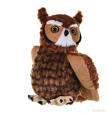 Wild Republic Great Horned Owl Plush Soft Toy, Cuddlekins Cuddly Toys, Gifts for Kids 30 cm