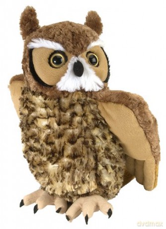 Wild Republic Great Horned Owl Plush Soft Toy, Cuddlekins Cuddly Toys, Gifts for Kids 30 cm