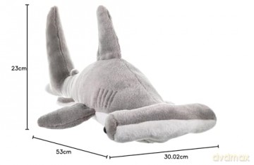 Wild Republic Hammerhead Shark Plush Soft Toy, Cuddlekins Cuddly Toys, Gifts for Kids 50 cm,Grey/White
