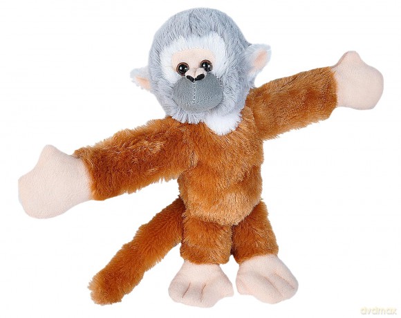 Wild Republic Huggers Soft Toy Slap Bracelet, Gifts for Kids, Squirrel Monkey Plush Toy 20 cm