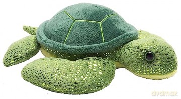 Wild Republic Hug'Ems Sea Turtle Plush, Stuffed Animal, Plush Toy, Gifts for Kids, 7,Green Sea Turtle,18 cm