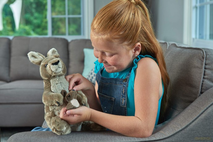 Wild Republic Kangaroo Plush Soft Toy, Cuddlekins Cuddly Toys, Gifts for Kids,Grey,30 cm