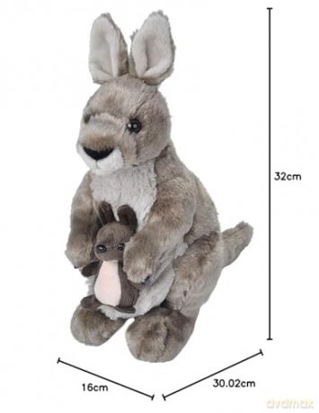 Wild Republic Kangaroo Plush Soft Toy, Cuddlekins Cuddly Toys, Gifts for Kids,Grey,30 cm