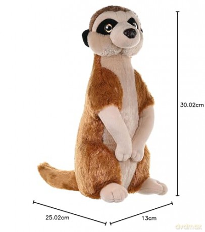 Wild Republic Meerkat Plush Soft Toy, Cuddlekins Cuddly Toys, Gifts for Kids 30 cm,Brown