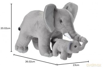 Wild Republic Mom and Baby Elephant Plush, Stuffed Animal, Plush Toy, Gifts for Kids, 12 Inches
