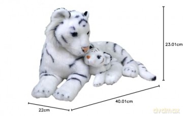 Wild Republic Mom and Baby White Tiger Plush, Stuffed Animal, Plush Toy, Gifts for Kids, Zoo Animals, 11 Inches