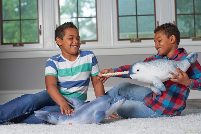 Wild Republic Narwhal, Soft Plush Toy, Gifts for Kids, Living Ocean,Grey,66cm