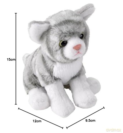 Wild Republic Pocketkins Eco Grey Tabby Cat, Stuffed Animal, 5 Inches, Plush Toy, Made from Recycled Materials, Eco Friendly
