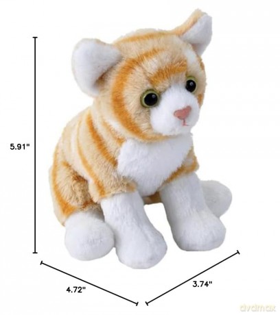 Wild Republic Pocketkins Eco Orange Tabby Cat, Stuffed Animal, 5 Inches, Plush Toy, Made from Recycled Materials, Eco Friendly