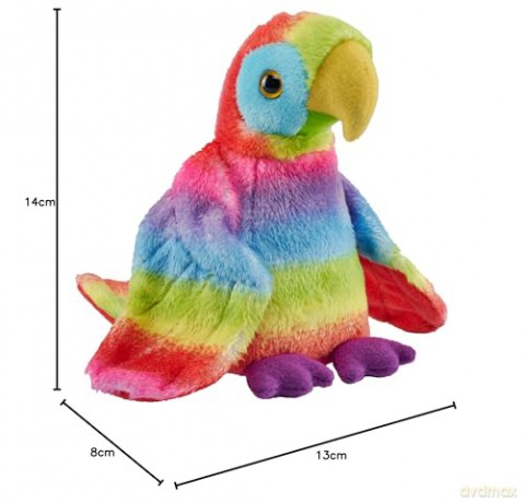 Wild Republic Pocketkins Eco Rainbow Macaw, Stuffed Animal, 5 Inches, Plush Toy, Made from Recycled Materials, Eco Friendly
