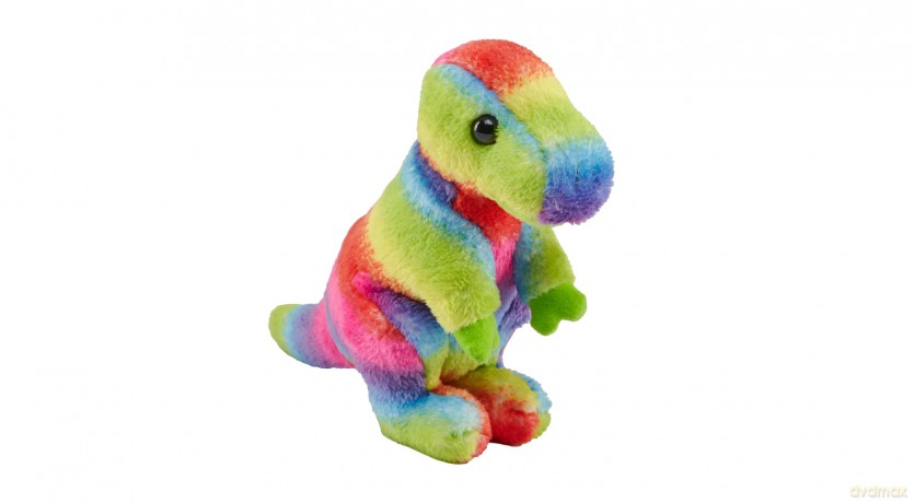 Wild Republic Pocketkins Eco Rainbow T.Rex, Stuffed Animal, 5 Inches, Plush Toy, Made from Recycled Materials, Eco Friendly