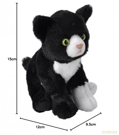 Wild Republic Pocketkins Eco Tuxedo Cat, Stuffed Animal, 5 Inches, Plush Toy, Made from Recycled Materials, Eco Friendly