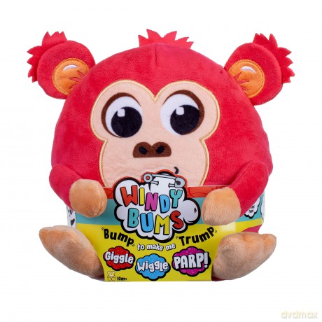 Windy Bums Monkey Cheeky Farting Toy, Monkey Teddy Bear That Farts, Wiggles and Giggles. Hilarious fun for everyone 10mths +, Red