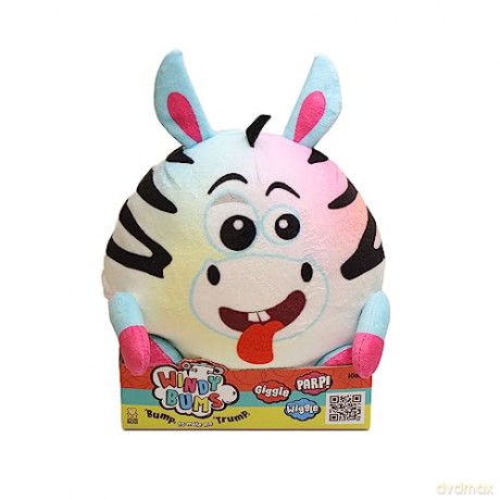 Windy Bums Zebra, Interactive Teddy Bear. Cheeky cuddly toy that farts, giggles and wiggles, hilarious fun for everyone. Hes a total fart machine! 10 months+