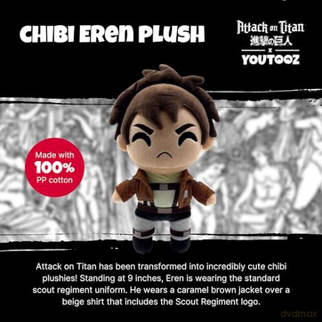 Youtooz Chibi Eren Plush 9" Inch, Collectible Soft Eren Yeager Plush from Attack on Titan from Attack on Titan Anime - Youtooz Plush Collection