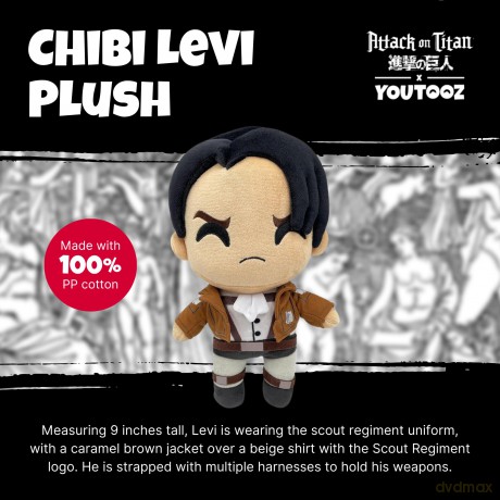 Youtooz Chibi Levi Plush 9" Inch, Collectible Soft Levi Ackerman Plush from Attack on Titan Anime - Youtooz Plush Collection
