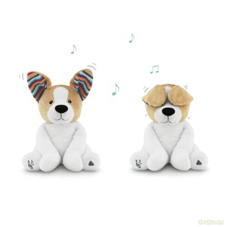 ZAZU Danny The Dog Plushie - Peekaboo Interactive Soft Toy for Babies and Toddlers | Keep your little one entertained by singing or playing | Plush Toy with Music and Wiggle Ears | 2 Interactive Modes