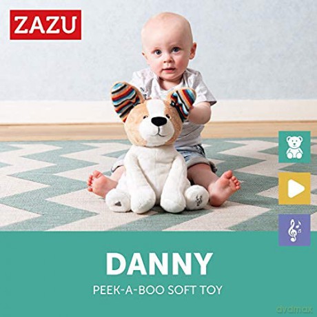 ZAZU Danny The Dog Plushie - Peekaboo Interactive Soft Toy for Babies and Toddlers | Keep your little one entertained by singing or playing | Plush Toy with Music and Wiggle Ears | 2 Interactive Modes