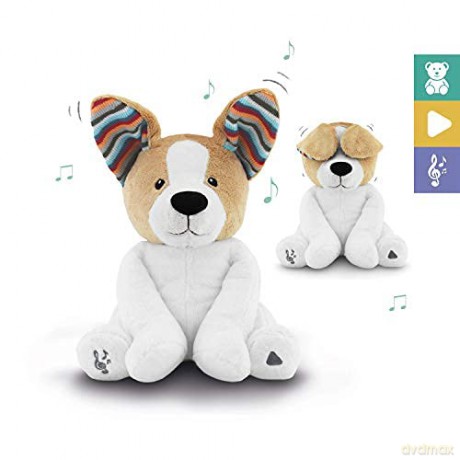 ZAZU Danny The Dog Plushie - Peekaboo Interactive Soft Toy for Babies and Toddlers | Keep your little one entertained by singing or playing | Plush Toy with Music and Wiggle Ears | 2 Interactive Modes