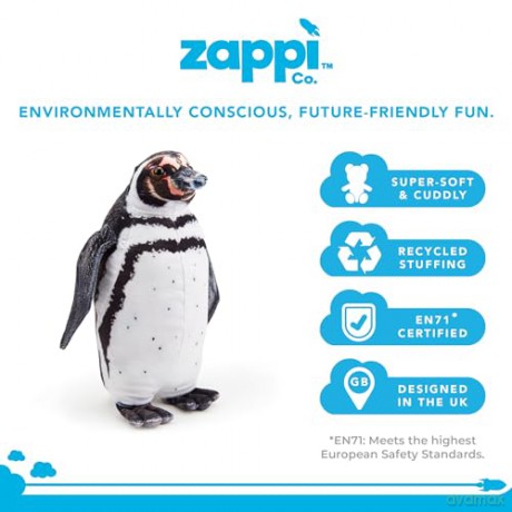 Zappi Co - Childrens Realistic Soft Cuddly Plush Toy Animal - Perfect Playtime Companions for Children with Lifelike Detail Tiktok featured (30cm Height) (Humbolt Penguin)