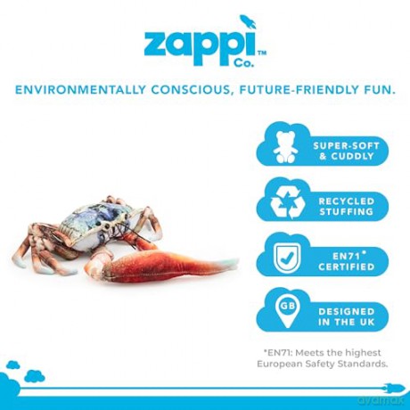 Zappi Co - Childrens Realistic Soft Cuddly Plush Toy Animal - Perfect Playtime Companions for Children with Lifelike Detail featured Tiktok (28cm Length) (Blue Fiddler Crab)