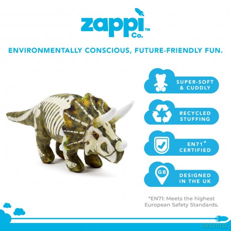 Zappi Co - Childrens Realistic Soft Cuddly Plush Toy Animal - Perfect Playtime Companions for Children with Lifelike Detail featured Tiktok (38cm Length) (Triceratops Dinosaur)