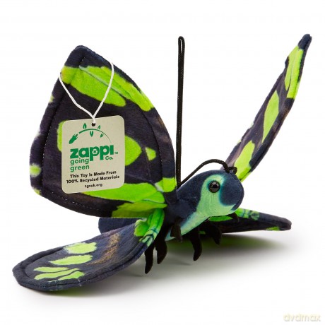 Zappi Co 100% Recycled Plush Malachite Butterfly Toy (28.5cm Width) Stuffed Soft Cuddly Eco Friendly animals Collection For New Born Child First kid