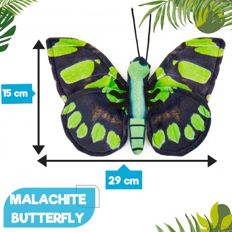 Zappi Co 100% Recycled Plush Malachite Butterfly Toy (28.5cm Width) Stuffed Soft Cuddly Eco Friendly animals Collection For New Born Child First kid