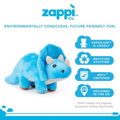 Zappi Co Childrens Soft Cuddly Plush Toy Animal - Perfect Perfect Soft Snuggly Playtime Companions for Children (12-15cm /5-6") (Triceratops)