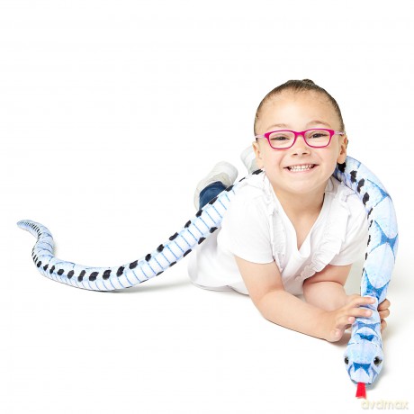 Zappi Co Kids Stuffed Realistic Lifelike Plush Snake Toy - Part of Safari Animals Collection, Perfect for Kids (180 cm Length)(Blue Beauty Snake)