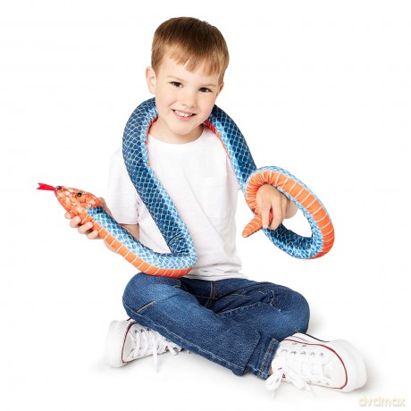 Zappi Co Kids Stuffed Soft Cuddly Plush Snake Toy - Part of Safari Animals Collection: Realistic and Lifelike, Perfect for Kids (180 cm Length)(Blue Coral Snake)