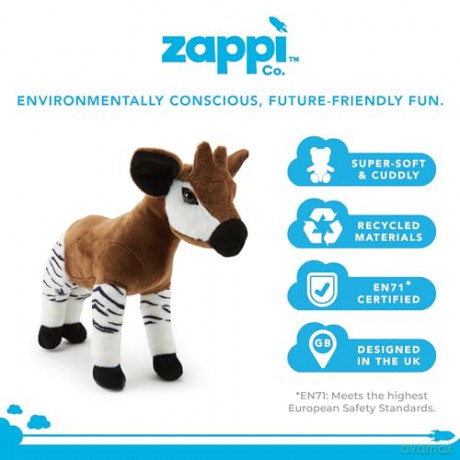 Zappi Co Okapi Plush Toy (35cm) - Unique, Cuddly Safari Toy, Eco-Friendly, Fascinating for Curious Kids, Made from Recycled Material
