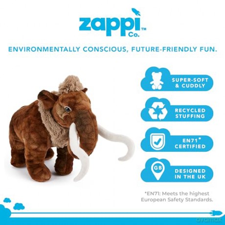 Zappi Co Plush Childrens Stuffed Soft Cuddly Plush Toy-Part of Safari Animals Collection, Perfect for Kids (30cm Depth)(Woolly Mammoth)