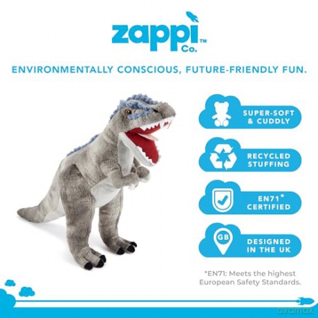 Zappi Co Plush Childrens Stuffed Soft Cuddly Plush Toy-Part of Safari Animals Collection, Perfect for Kids (31cm Depth)(T-Rex Dinosaur)