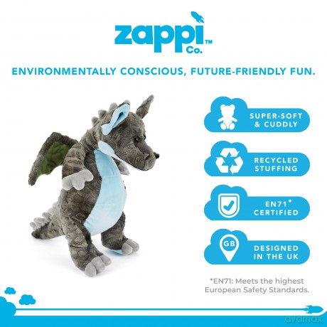 Zappi Co Plush Childrens Stuffed Soft Cuddly Plush Toy-Part of Safari Animals Collection, Perfect for Kids (33 cm Height)(Dragon)