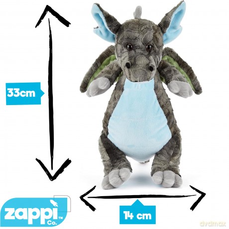 Zappi Co Plush Childrens Stuffed Soft Cuddly Plush Toy-Part of Safari Animals Collection, Perfect for Kids (33 cm Height)(Dragon)