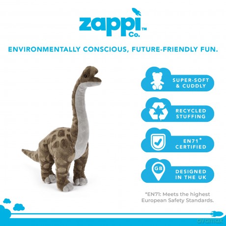 Zappi Co Plush Childrens Stuffed Soft Cuddly Plush Toy-Part of Safari Animals Collection, Perfect for Kids (40cm Depth)(Brachiosaurus Dinosaur)