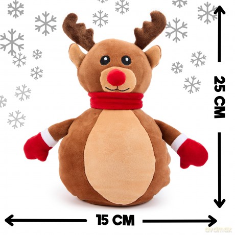 Zappi Co Reindeer Plush Toy - Soft and Cuddly Christmas Rudolph the Red-Nosed Decoration (25cm height), Perfect for Festive Decor, and Stocking Fillers