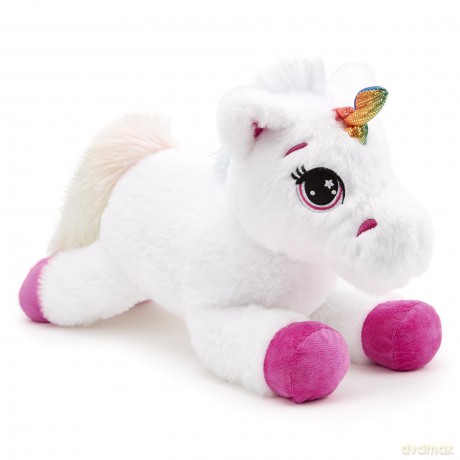 Zappi Co Ultra Soft Pink White Unicorn Plush Toy (36cm Length) - 100% Recycled, Eco-Friendly, Newborn Gift, Realistic Lifelike