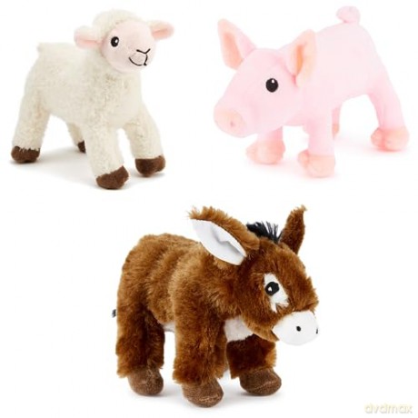 Zappi Co x3 Tripple Pack Farm set of Childrens Playful Soft Cuddly Plush Toy realistic life like(12-15CM/5-6 Inches) (Donkey + Lamb + Pig)