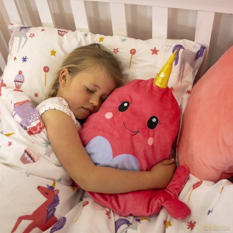 Zipstas Snuggle Pals 2-in-1 Girls Sleepover Bag Reversible Backpack Cuddly Narwhal Whale Soft Toy and Full Sized Bag