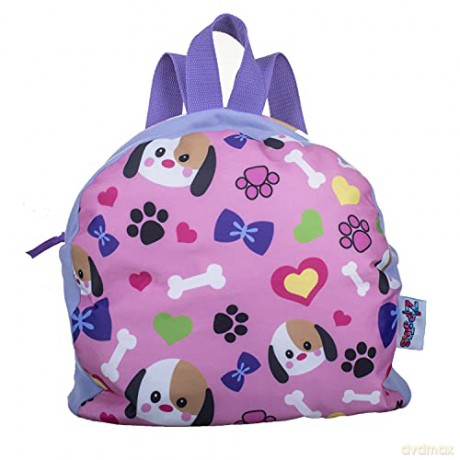 Zipstas Snuggle Pals 2-in-1 Girls Sleepover Bag Reversible Backpack Cuddly Puppy Dog Soft Toy and Full Sized Bag