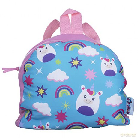 Zipstas Snuggle Pals 2-in-1 Girls Sleepover Bag Reversible Backpack Cuddly Unicorn Soft Toy and Full Sized Bag
