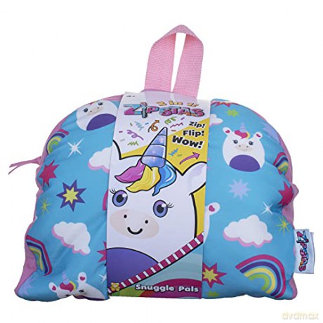 Zipstas Snuggle Pals 2-in-1 Girls Sleepover Bag Reversible Backpack Cuddly Unicorn Soft Toy and Full Sized Bag