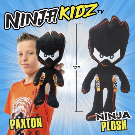 blip toys 61179 12 Inch Paxton Plush with Removable Weapons Official Ninja Kidz TV Merchandise, Blue